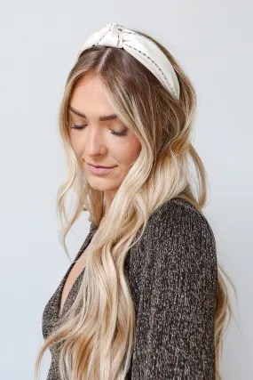 Can't Stop Your Shine Cream Rhinestone Knotted Headband