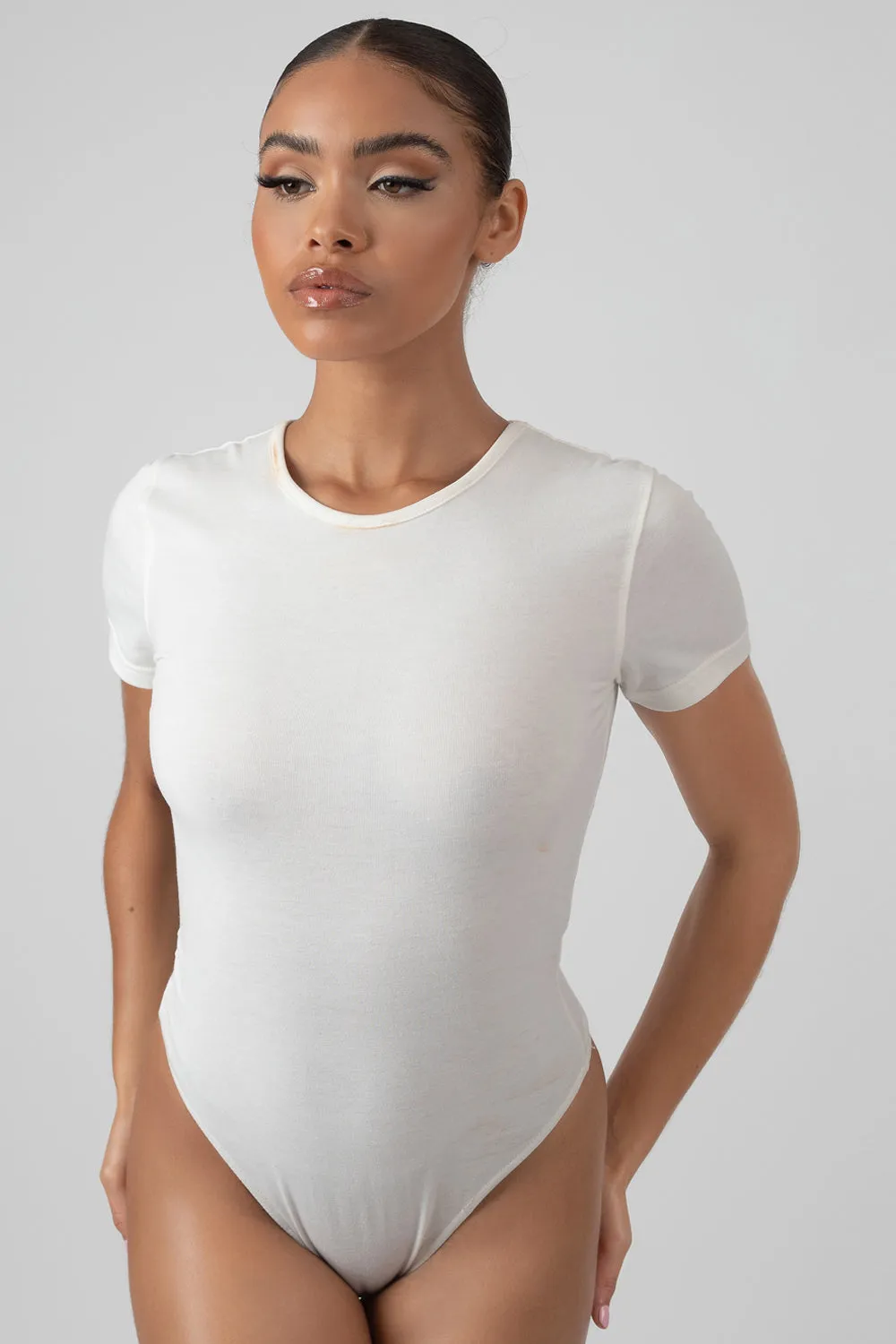 Cap Sleeve Tshirt Bodysuit White