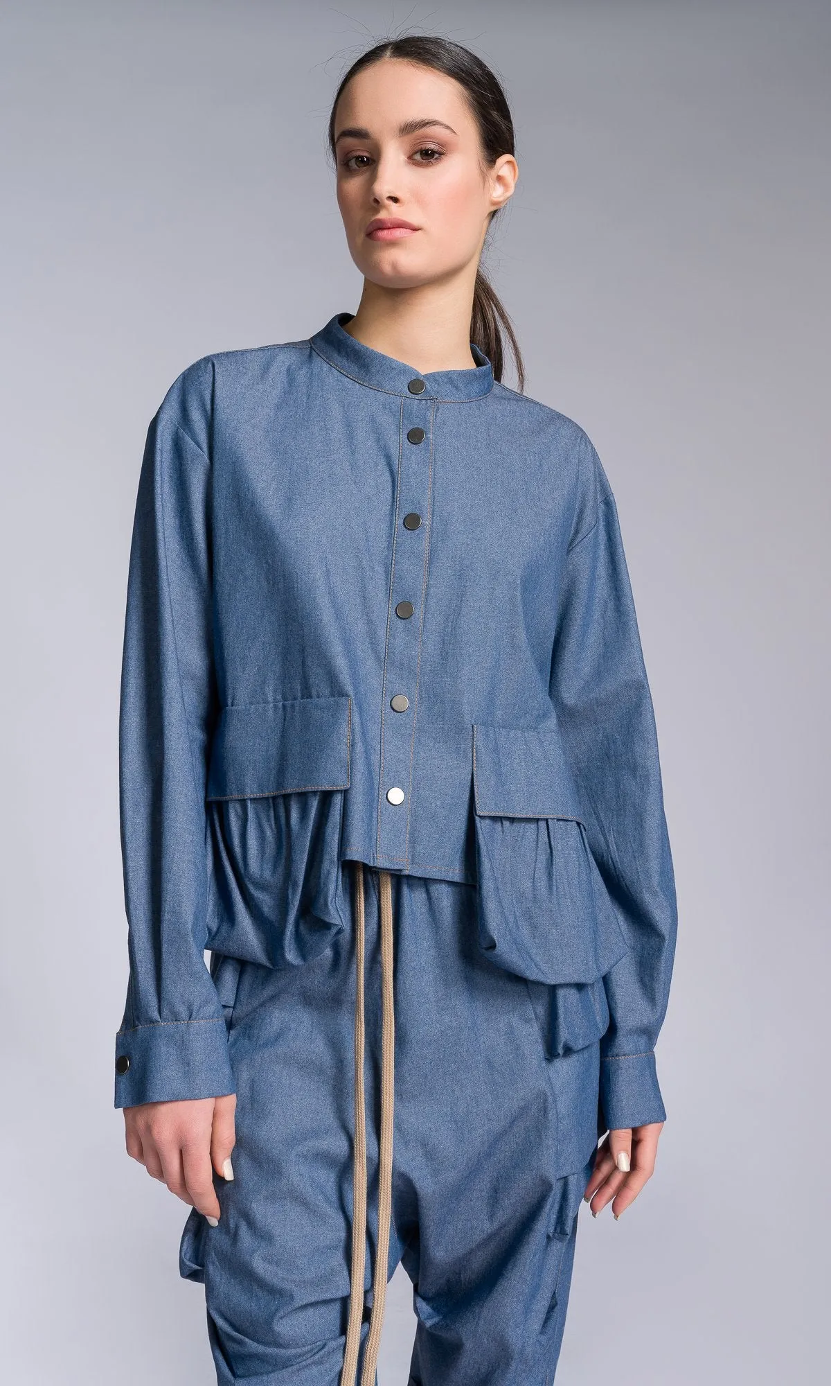 Cargo Pockets Chambray Shirt