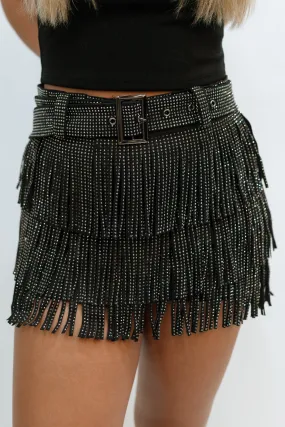 Cha Cha Fringe Skort - Black