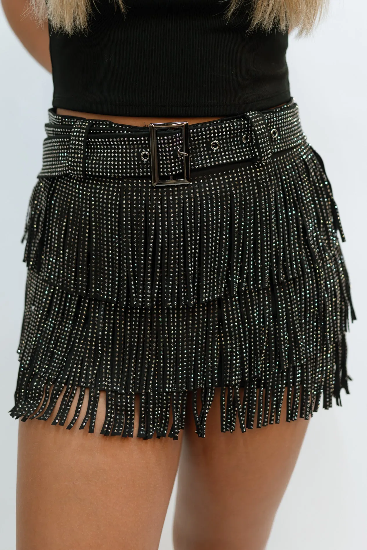 Cha Cha Fringe Skort - Black