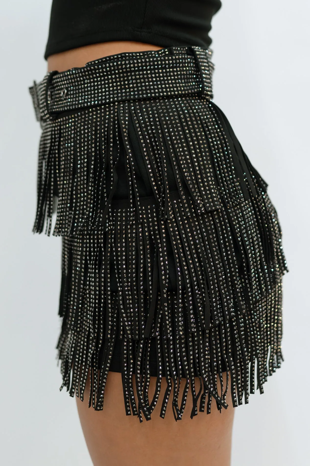 Cha Cha Fringe Skort - Black