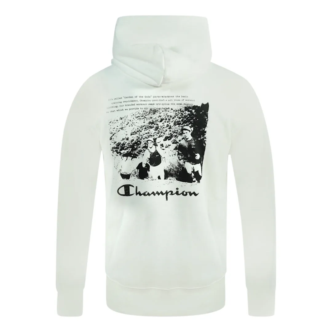 Champion Digital Print Logo White Hoodie