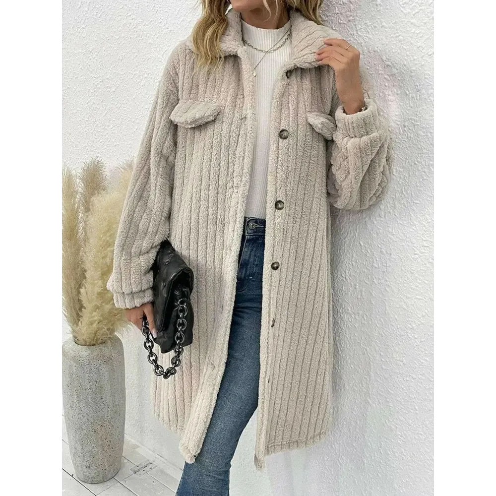 Chic Elegance with the Collared Neck Drop Shoulder Coat in Luxury Fashion for Woman