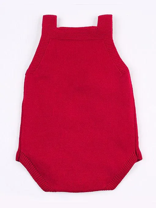 Christmas Crochet Suspender Baby Romper Kids Knitted Apparel