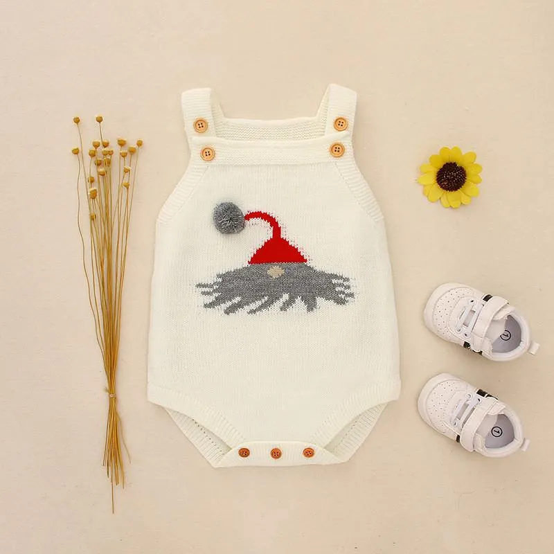 Christmas Crochet Suspender Baby Romper Kids Knitted Apparel