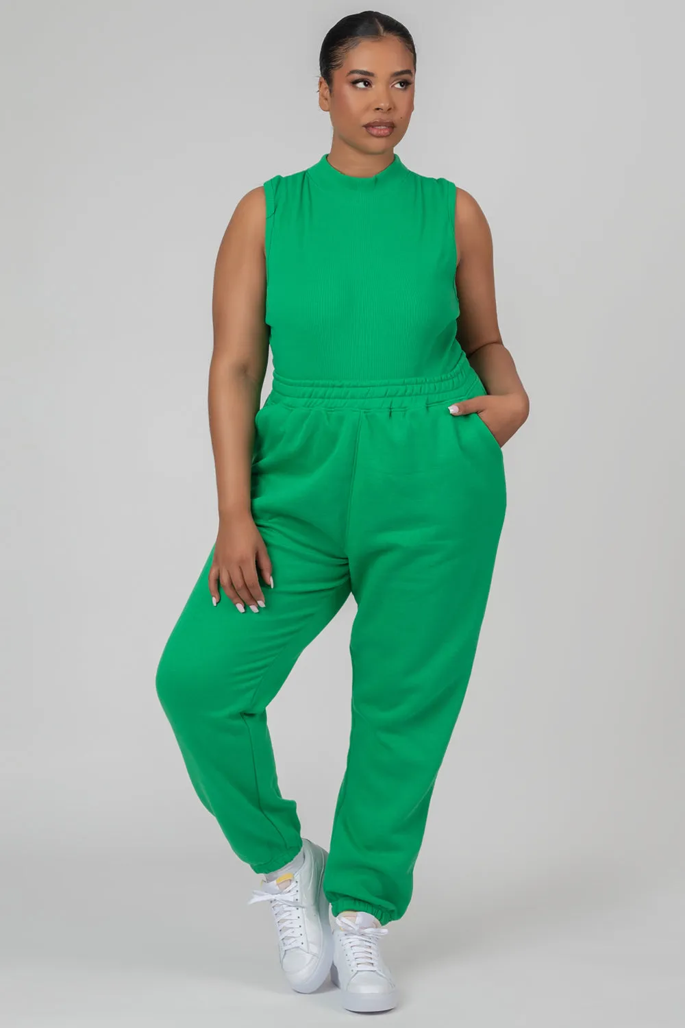 Curve High Neck Racer Back Bodysuit Green