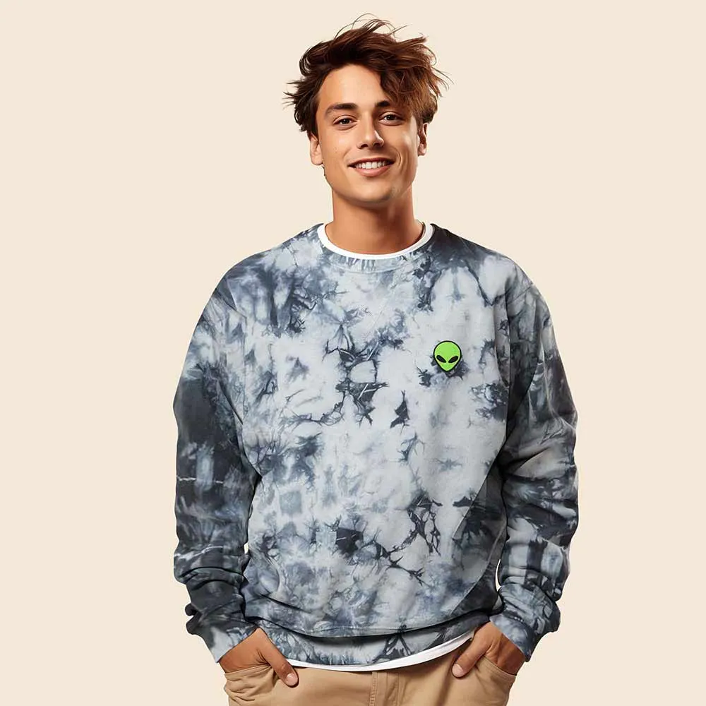 Dalix Alien Tie Dye Crewneck Sweatshirt