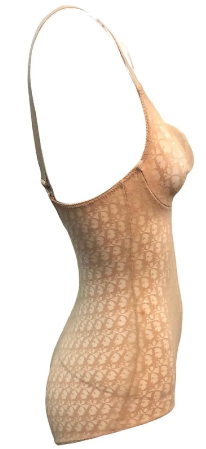 Dior Y2K Lingerie Nude Mesh Logo Underwire Bodysuit New/Old