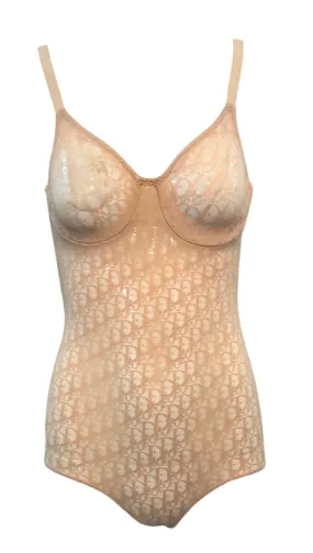 Dior Y2K Lingerie Nude Mesh Logo Underwire Bodysuit New/Old