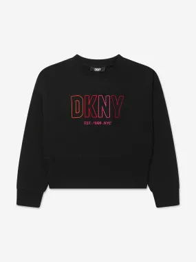 DKNY Girls Embroidered Logo Sweatshirt in Black