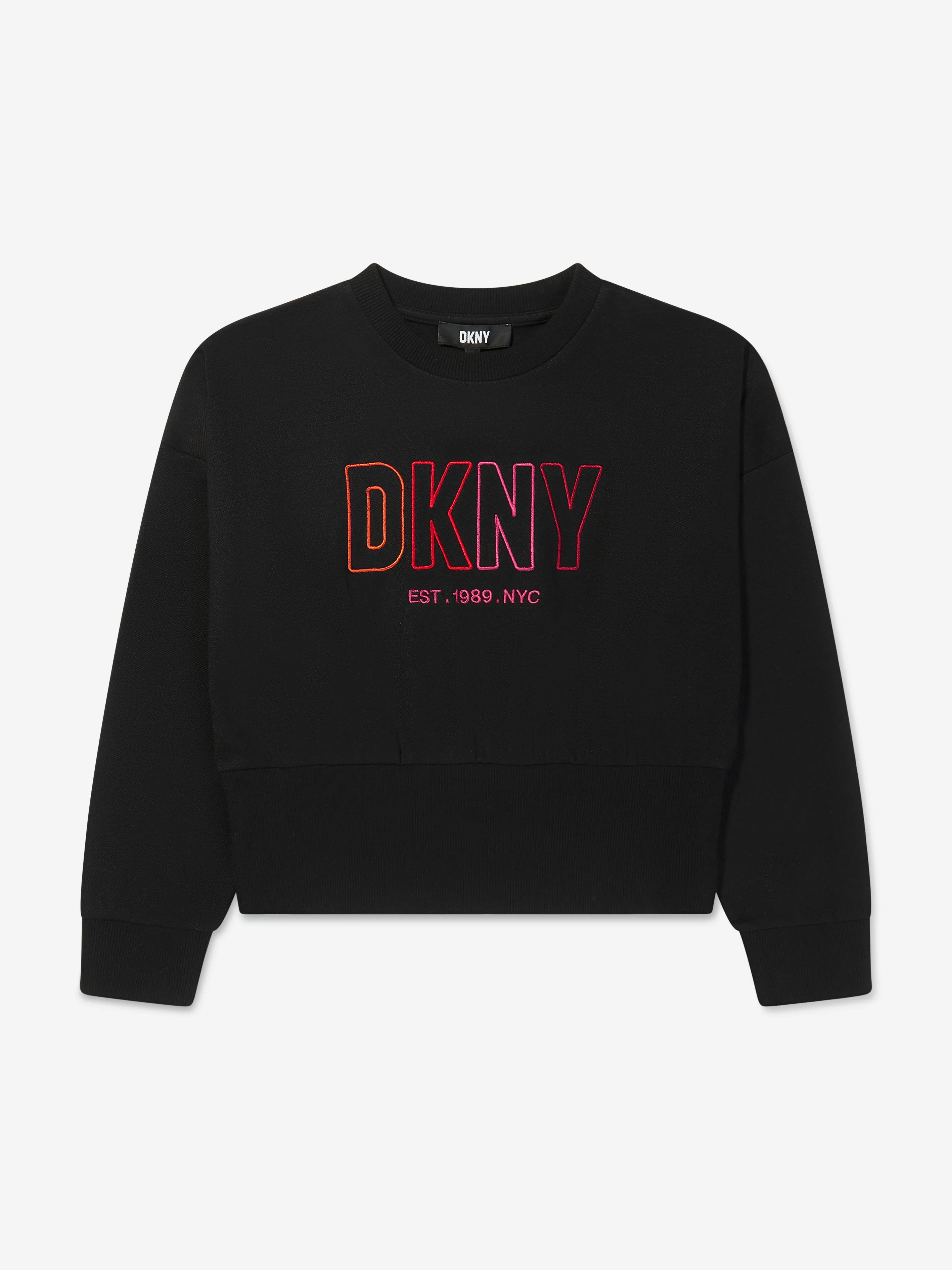 DKNY Girls Embroidered Logo Sweatshirt in Black