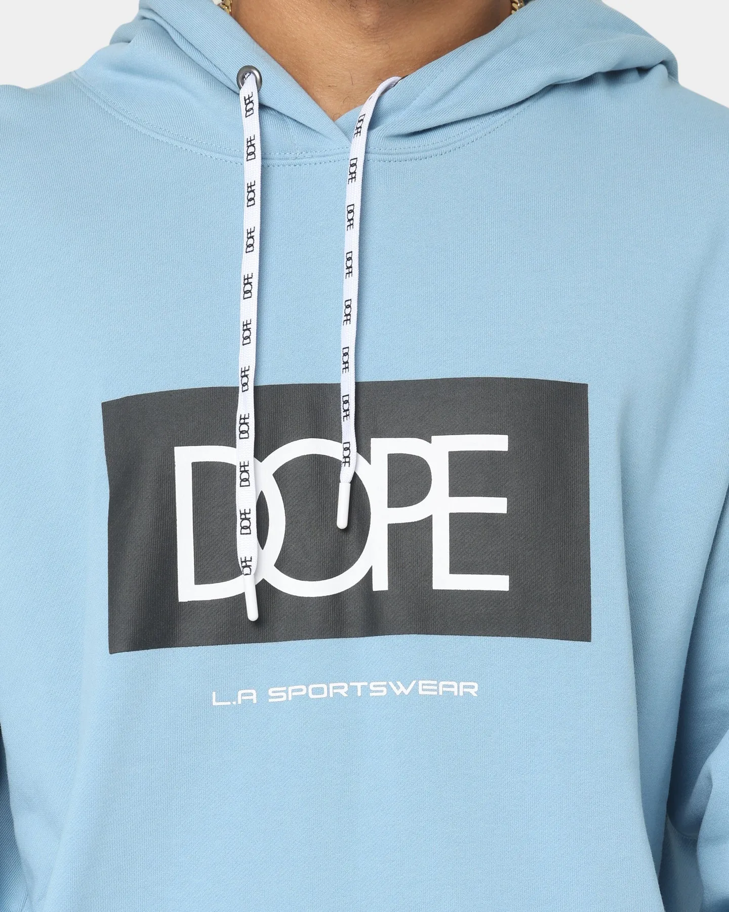 DOPE LA Box Logo Hoodie Pale Blue