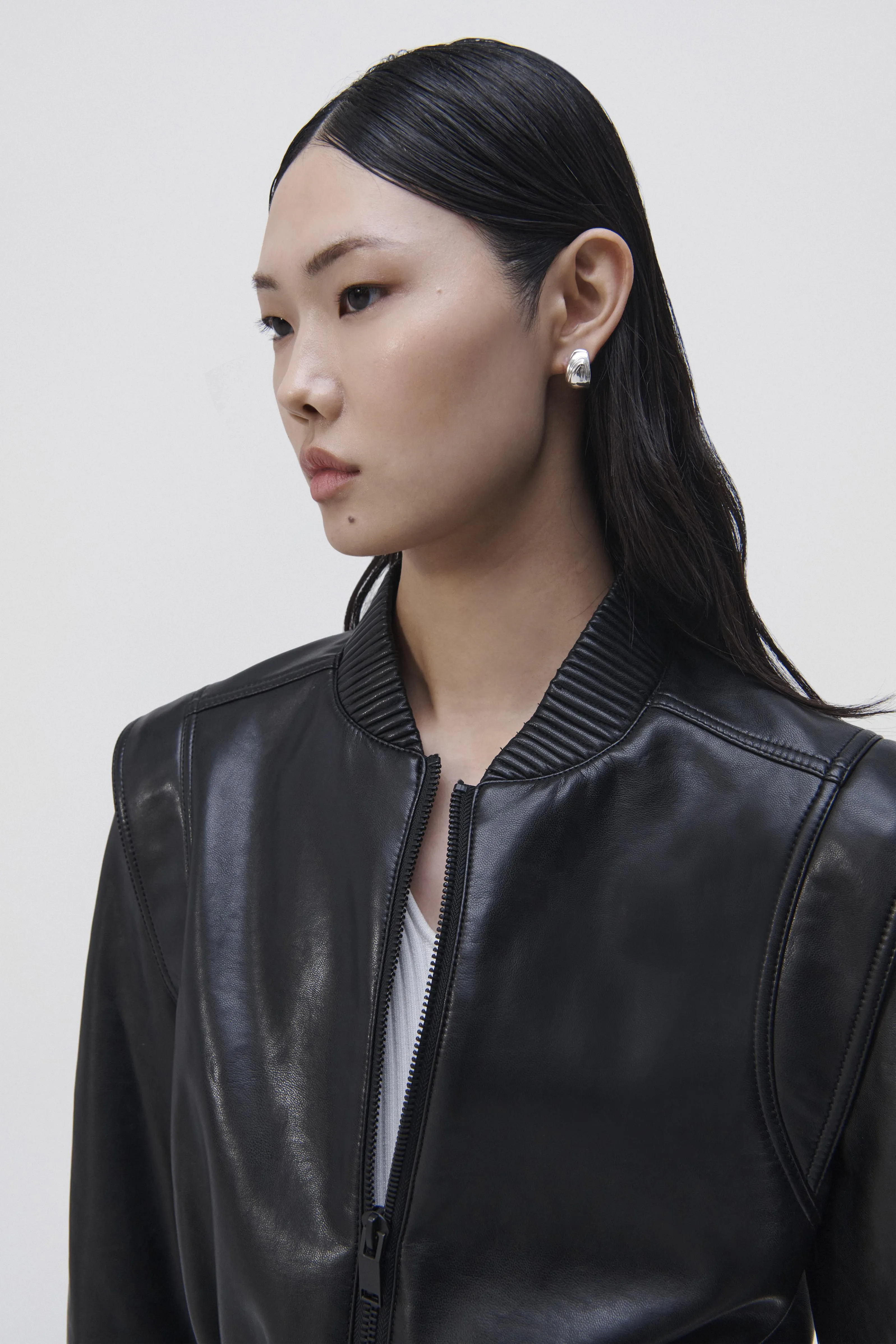 Doreen Vegan Leather Bomber Jacket