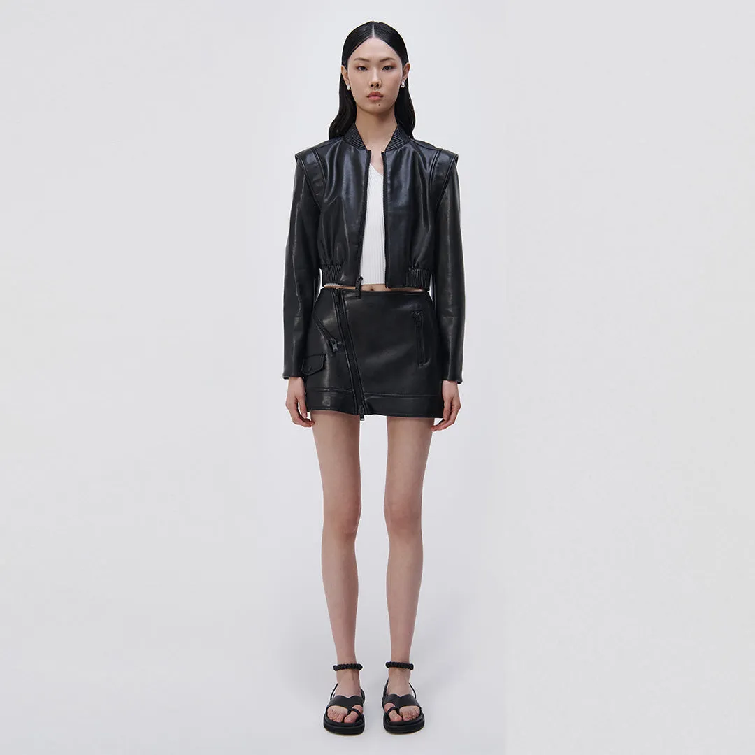 Doreen Vegan Leather Bomber Jacket