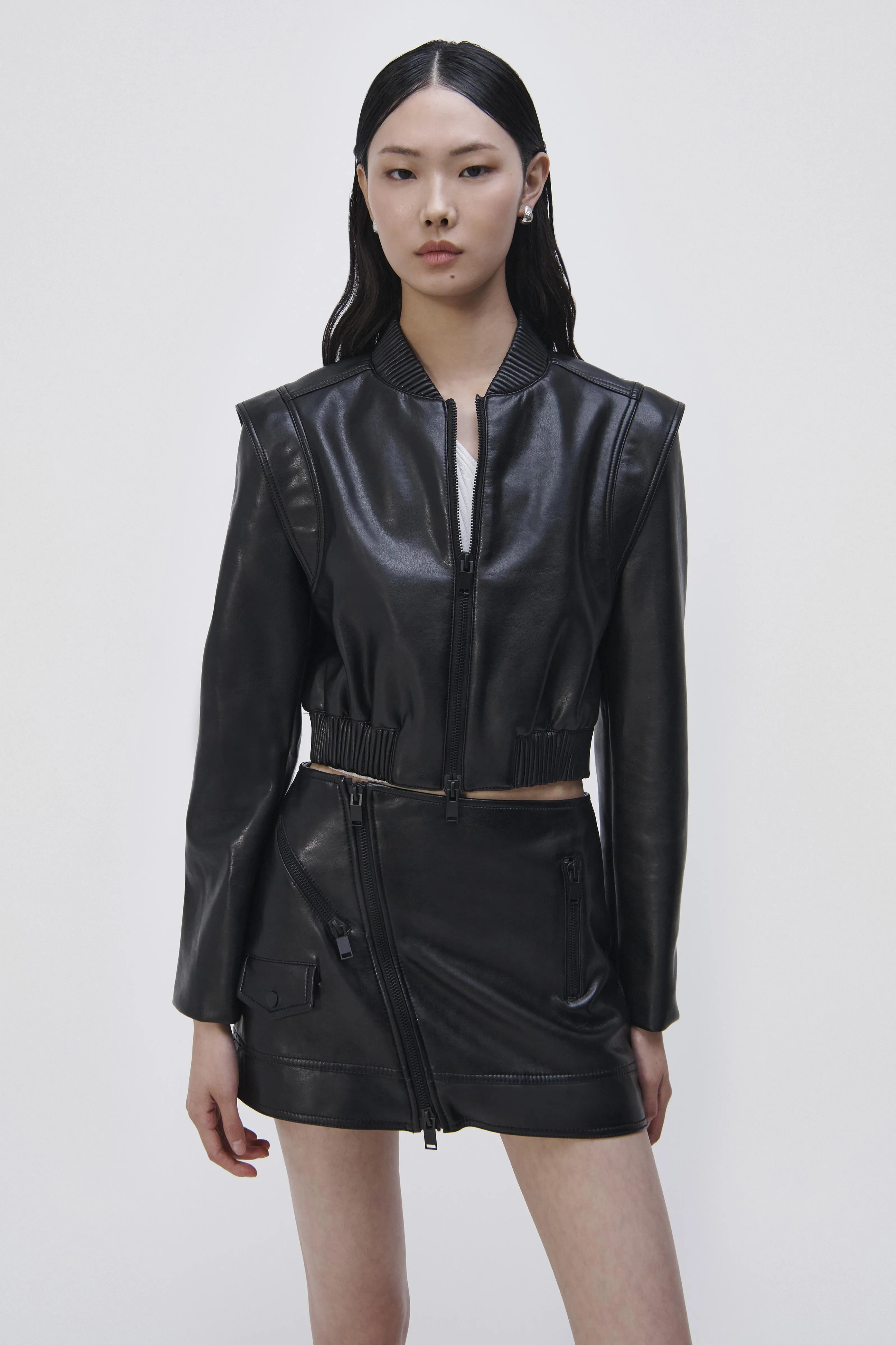 Doreen Vegan Leather Bomber Jacket