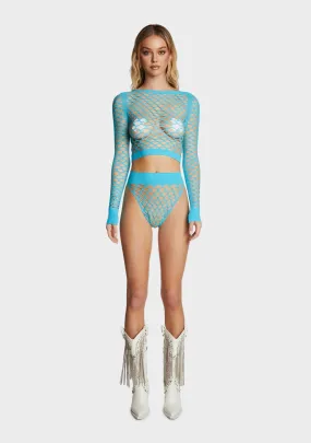 Electric Bolt Fishnet Set - Turquoise