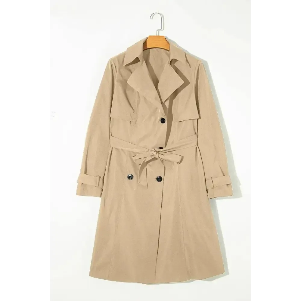 Elegant Collared Neck Tie Trench Coat in Luxury Fashion for Women