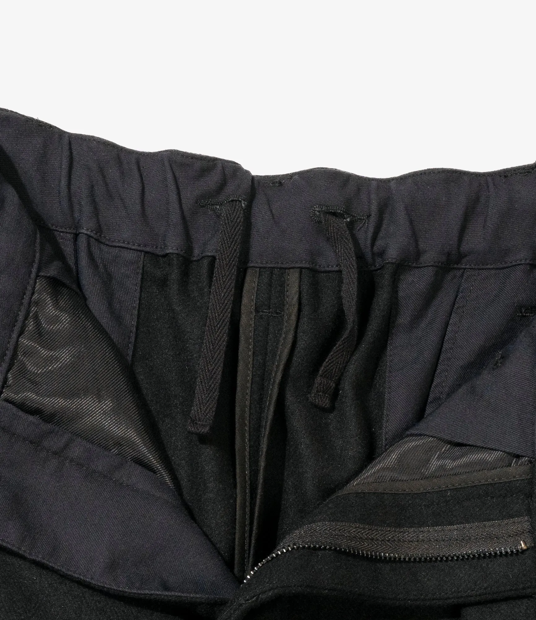 Engineered Garments Oxford Pant - Black Solid Poly Wool Flannel