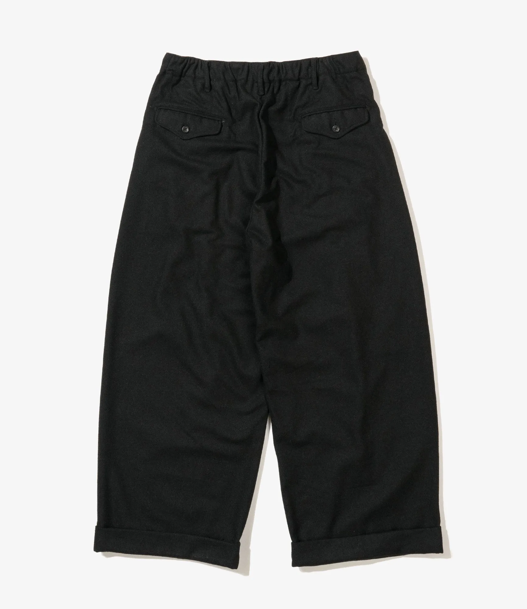 Engineered Garments Oxford Pant - Black Solid Poly Wool Flannel