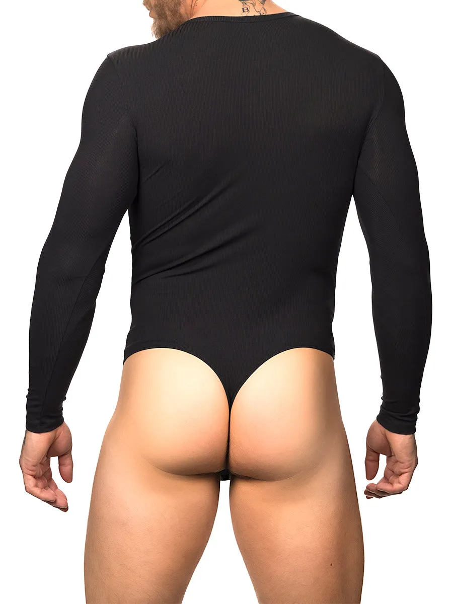 Everyday Ribbed Long-sleeve Thong Bodysuit