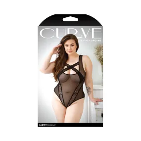 Fantasy Lingerie Curve Audrey Criss-Cross Mesh Bodysuit Black 3XL/4XL