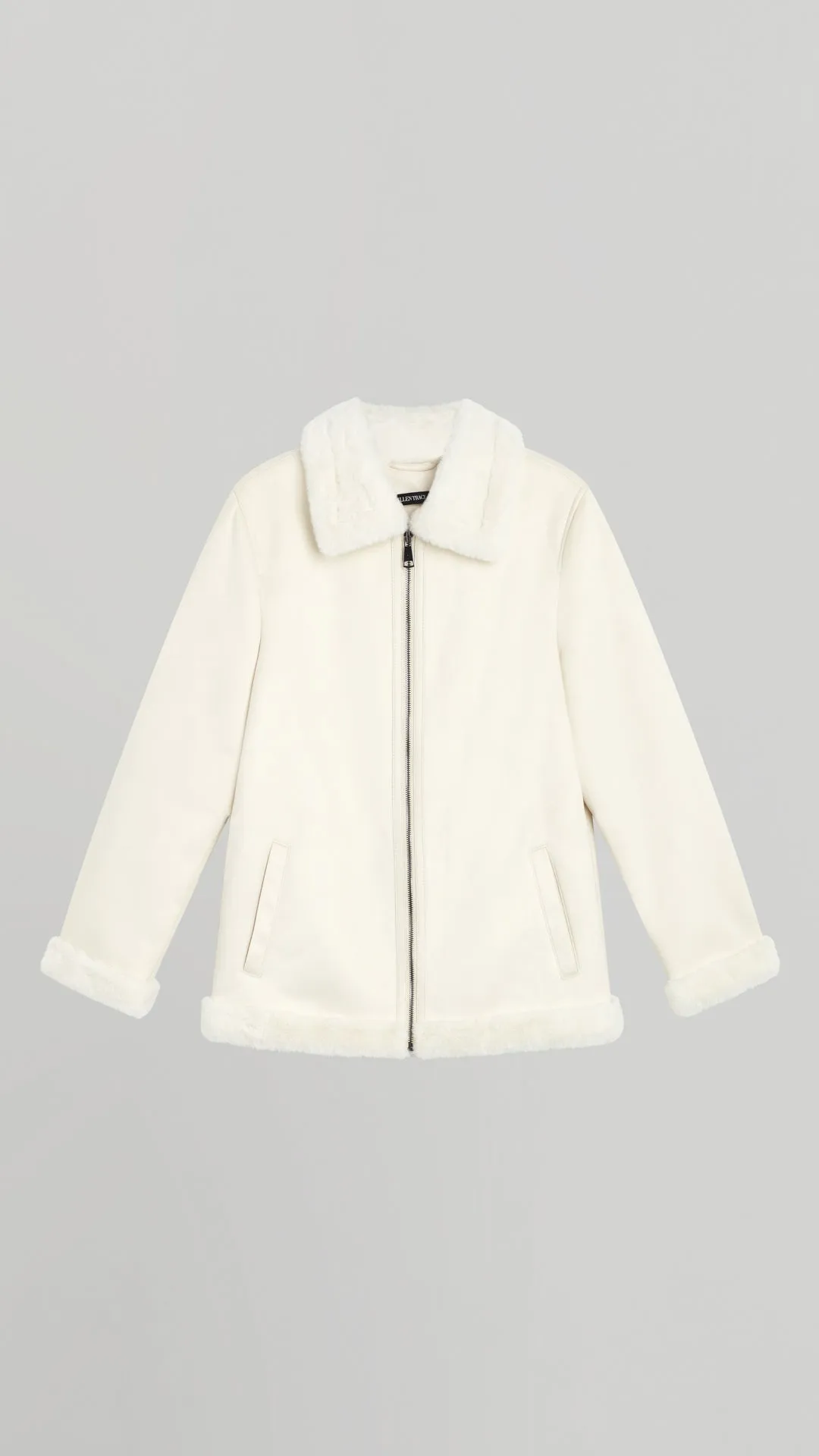 FAUX SHEARLING ZIPPER JACKET