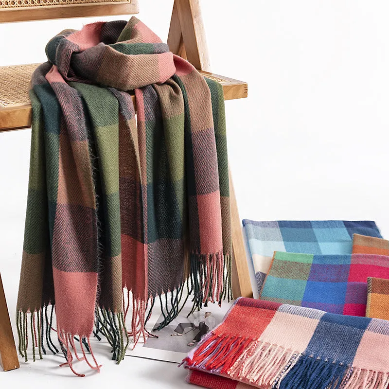 FH23-5208 colorful lattice winter scarf