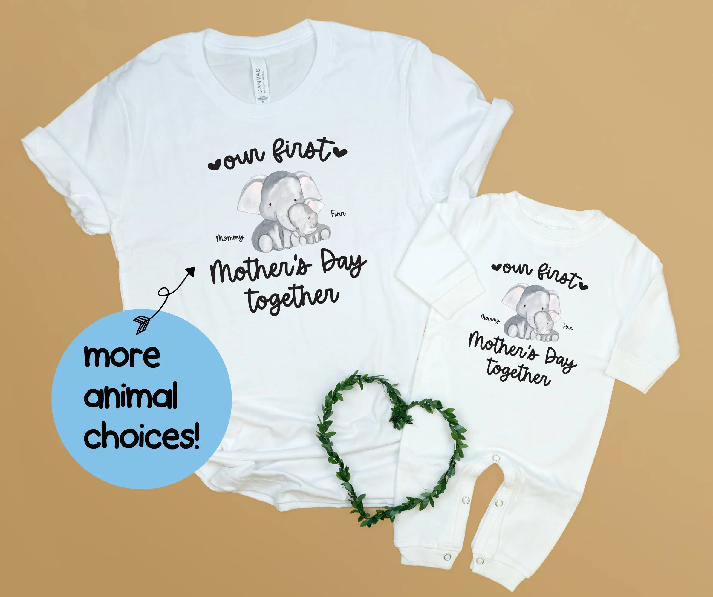 First Mother's Day Personalized Animals | White Bodysuit