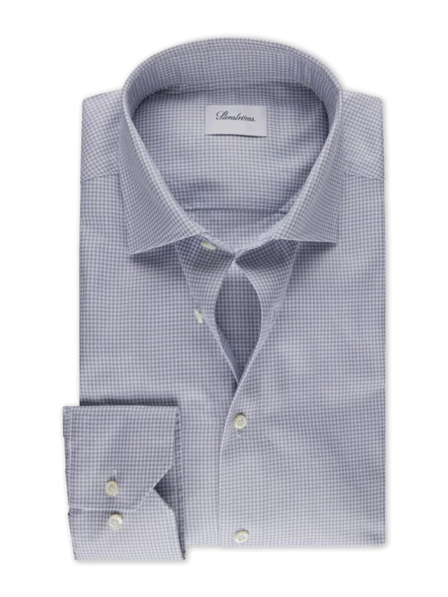 Fitted Body Grey Houndstooth Oxford Shirt 602751 8617 303