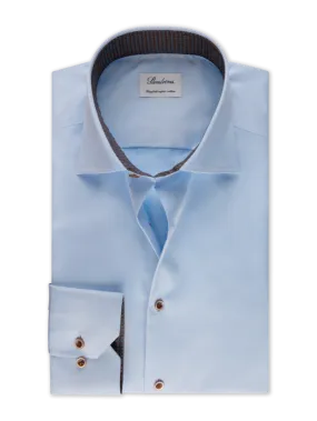 Fitted Body Light Blue Contrast Twill Shirt 684751 0564 100