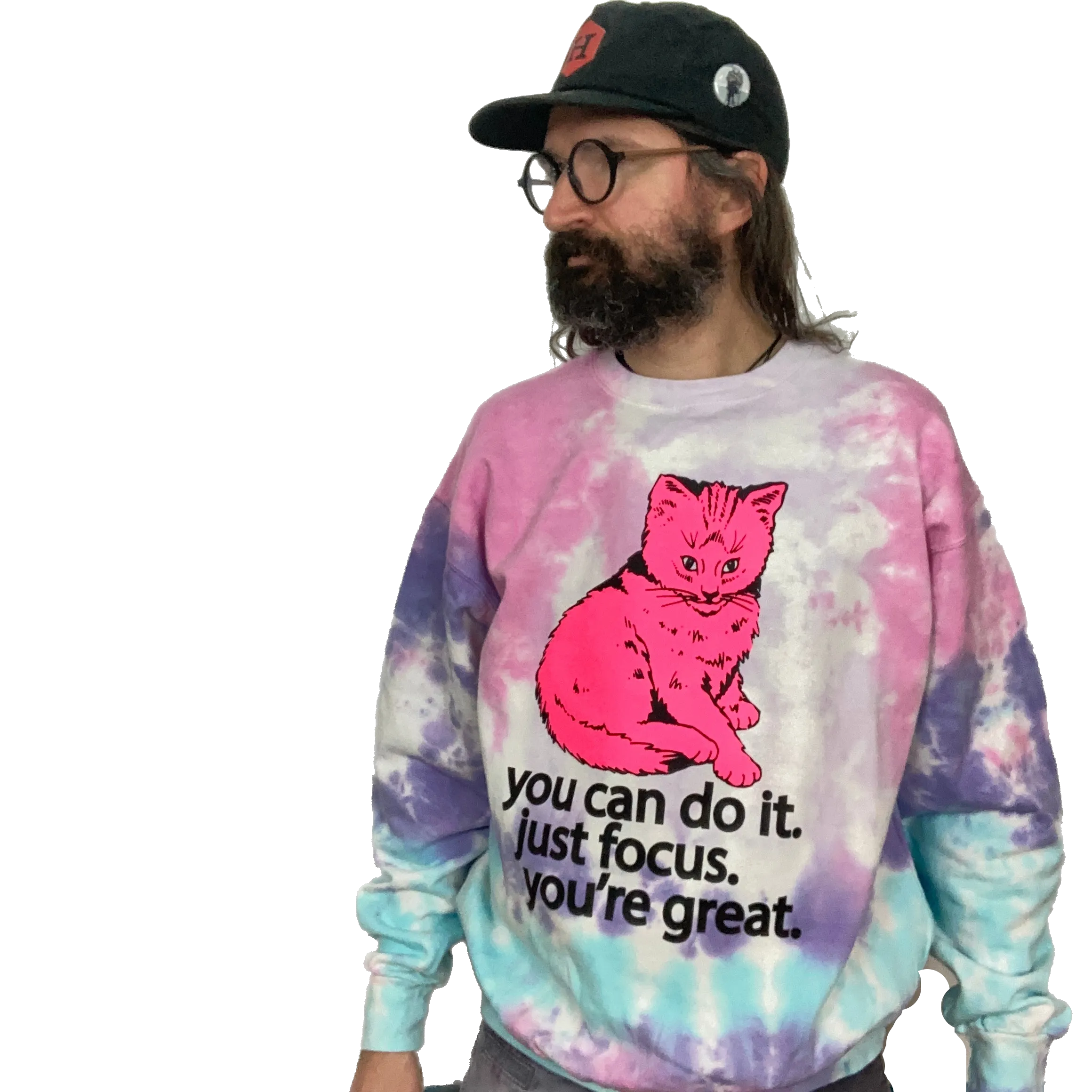 Focus Cat Sweatshirt - Cotton Candy