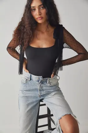 Free People Tongue Tied Bodysuit - BLACK