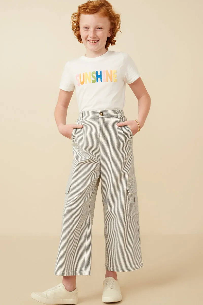 Girls Stretchy Pinstripe Cargo Carpenter Pants