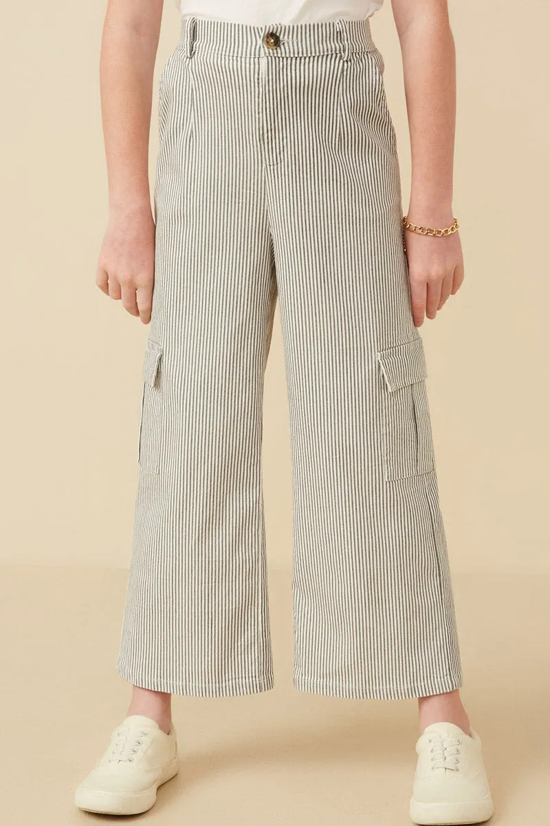 Girls Stretchy Pinstripe Cargo Carpenter Pants