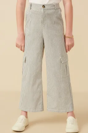 Girls Stretchy Pinstripe Cargo Carpenter Pants