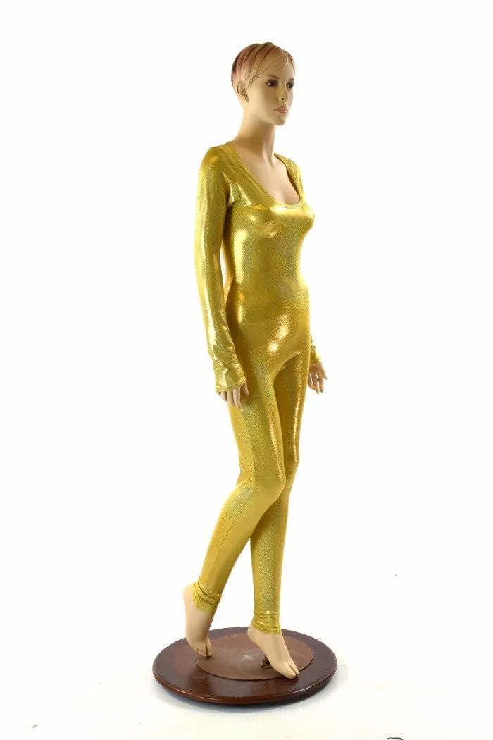 Gold Holographic Long Sleeve Catsuit