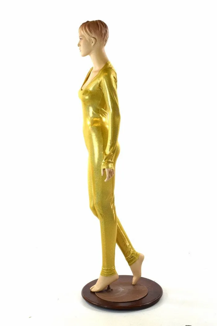 Gold Holographic Long Sleeve Catsuit