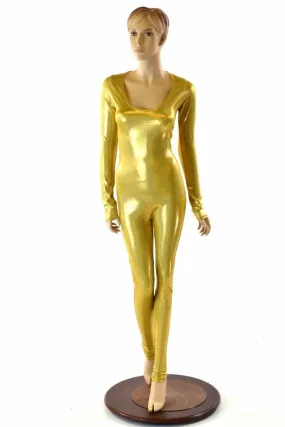 Gold Holographic Long Sleeve Catsuit