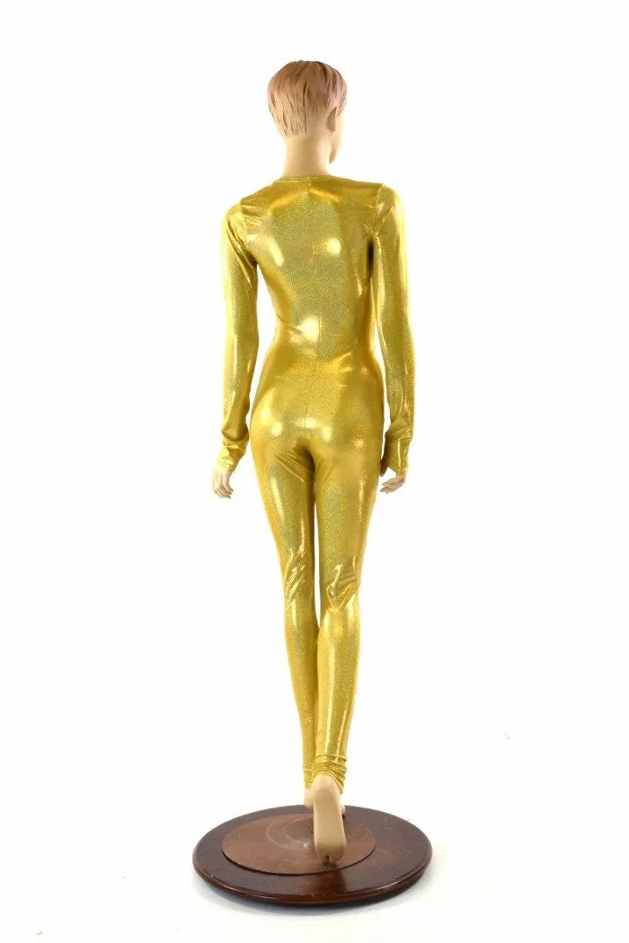 Gold Holographic Long Sleeve Catsuit