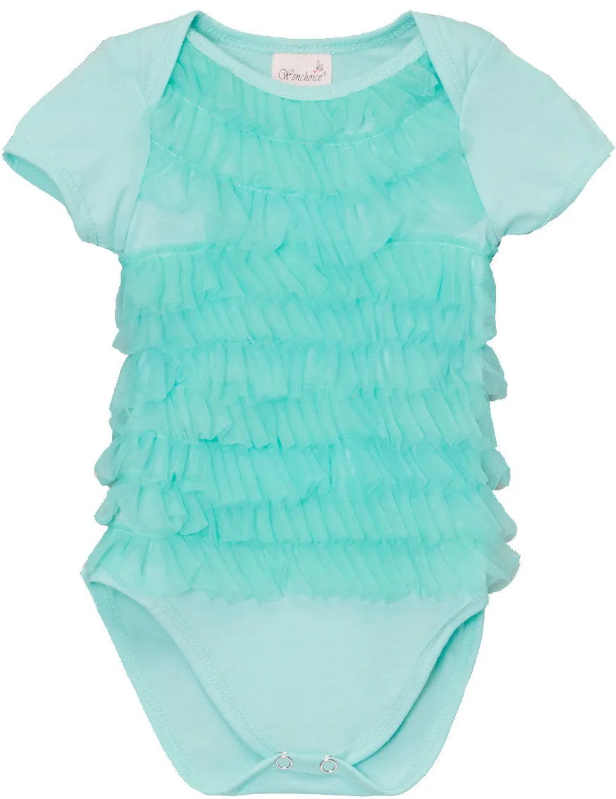 Green Chiffon Ruffle Bodysuit