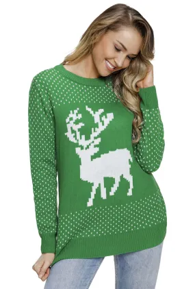 Green Reindeer Christmas Sweater