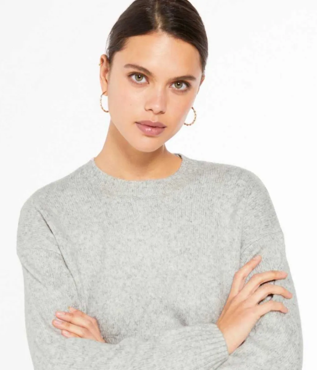 Grey Fine Knit Cropped Jumper