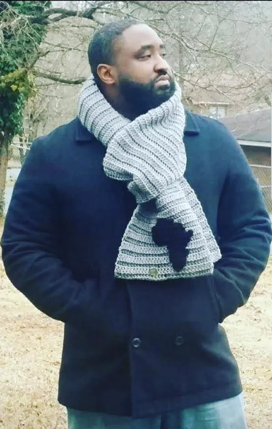 Hand Knit Textured Men's African Scarf