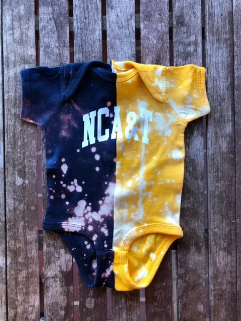 Handmade NCAT Baby Half and Half Navy Gold Bleached Rib Onesie Bodysuit