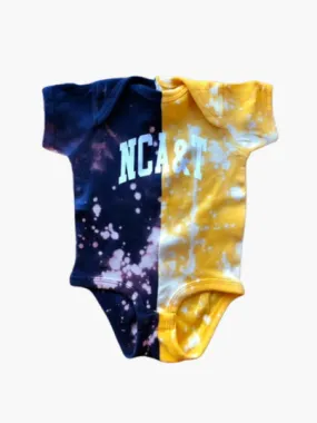 Handmade NCAT Baby Half and Half Navy Gold Bleached Rib Onesie Bodysuit