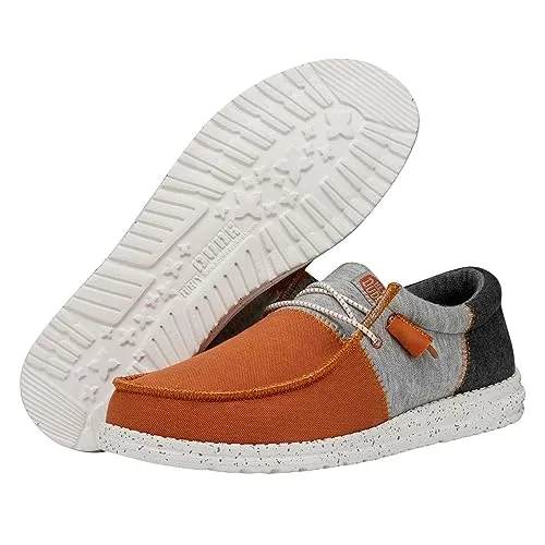 Hey Dude Wally Tri Varsity Orange Size M9 | Men's Shoes | Men's Slip On Loafers | Comfortable & Light-Weight