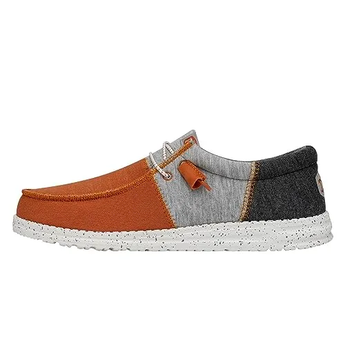 Hey Dude Wally Tri Varsity Orange Size M9 | Men's Shoes | Men's Slip On Loafers | Comfortable & Light-Weight