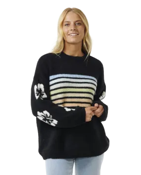 High Tide Hibiscus Stripe Jumper in Black