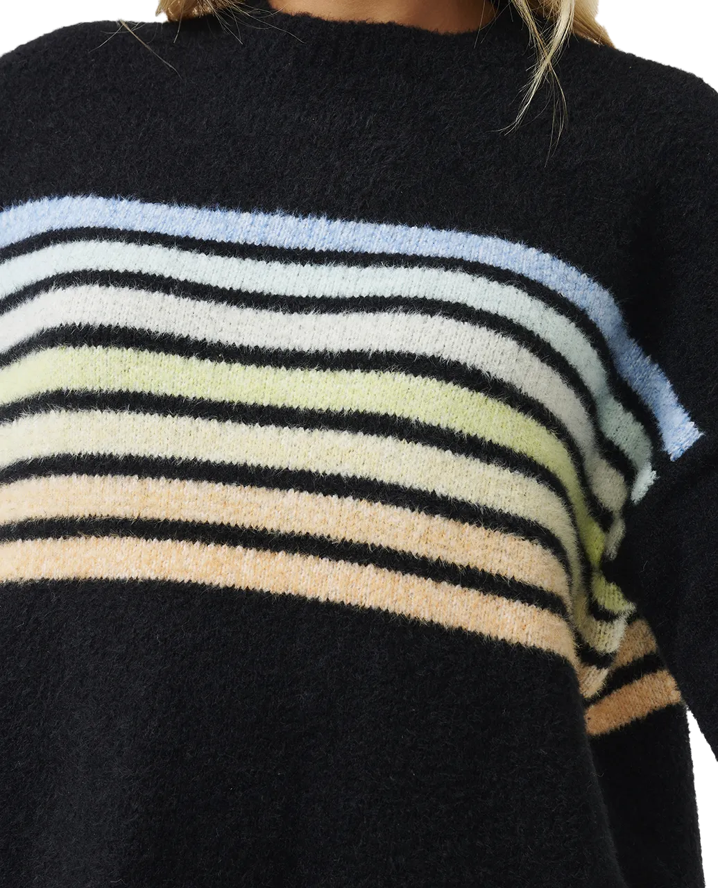 High Tide Hibiscus Stripe Jumper in Black